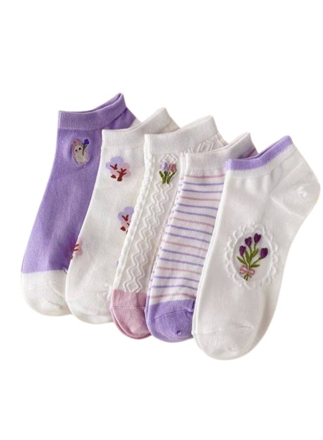 Women's Casual Sock Set (5 Pairs + 1 Gift) – Stylish Modern Ankle Socks - Image 1